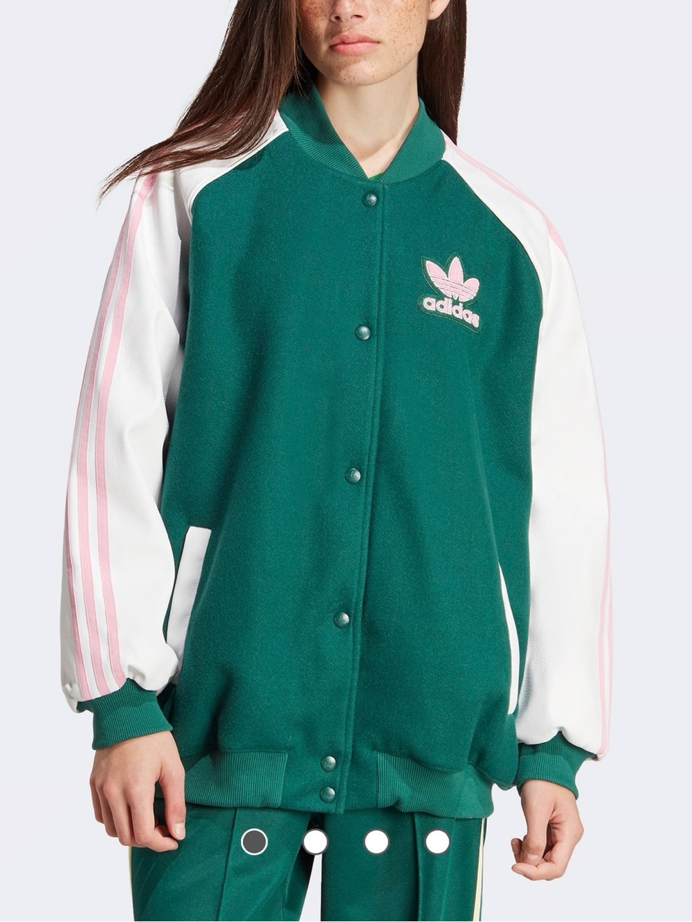 adidas Green, White & Pink Women's Varsity Jacket
